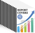 Dynta Report Covers 42 Pack Presentation Folders for Letter Size 70 Sheet Capacity, 5.5 Mil Report Covers with Sliding bar Black, Resume Folder Clear Folder for File Resume Documents