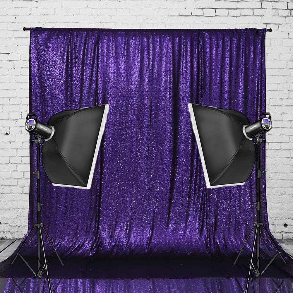 Eternal Beauty Purple Sequin Backdrop, 7x7 Ft Halloween Glitter Background Curtains for Shimmer Photography Party Wedding Birthday Back Drop Decor