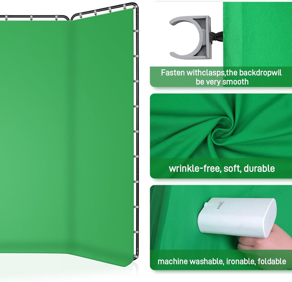 7.87ft x 13.12ft Green Screen Backdrop with Stand,Zyernar Large Green Collapsible Backdrop with Stand foror Photo Studio Video Shooting,YouTube Tutorials and Real-Time Videos, Streaming Games,Stage