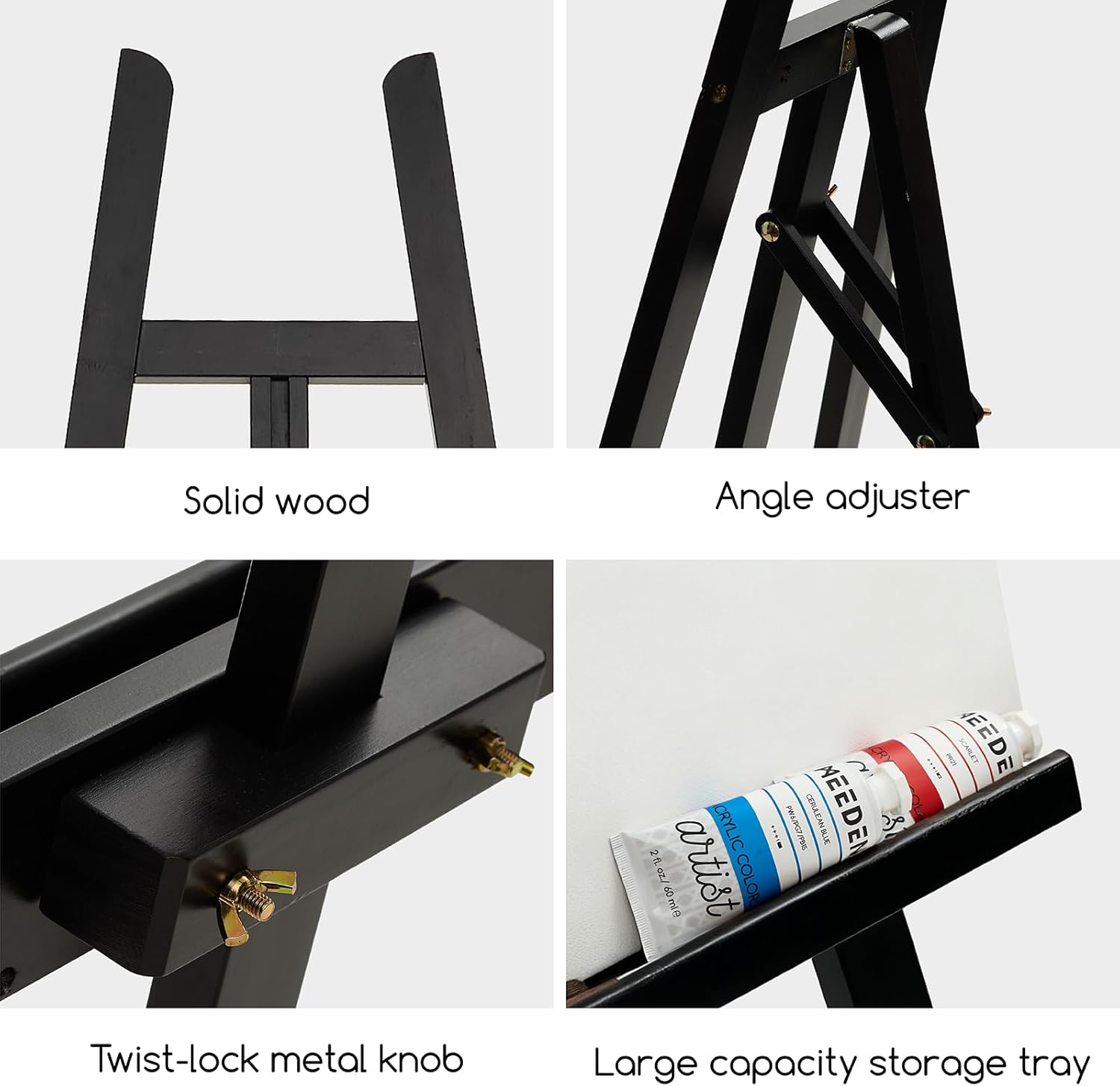 MEEDEN Display Easel Stand for Sign: Adjustable Wooden Stands for Painting - A Frame Art Easel for Canvas up to 60" for Artist Adults Drawing Picture Poster - Black
