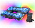 Laptop Cooling Pad, Gaming Laptop Cooler with 10 Quiet Fans, Height Adjustable Laptop Cooling Stand for 12"-17" Laptops, RGB Lights with Laptop Fan with 2 USB Port and Phone Stand