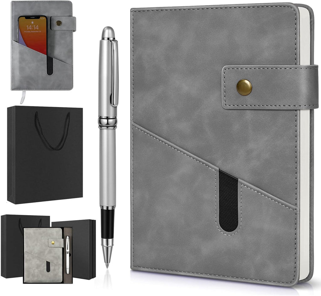 A5 Lined Leather Journal Notebook,Hardcover Journal Set with Pen and Gift Box,100Pages 100gsm Thick Ruled Paper Daily Diary for Men Women School,Travel,Business,Work,Writing 5.9" X 8.4"