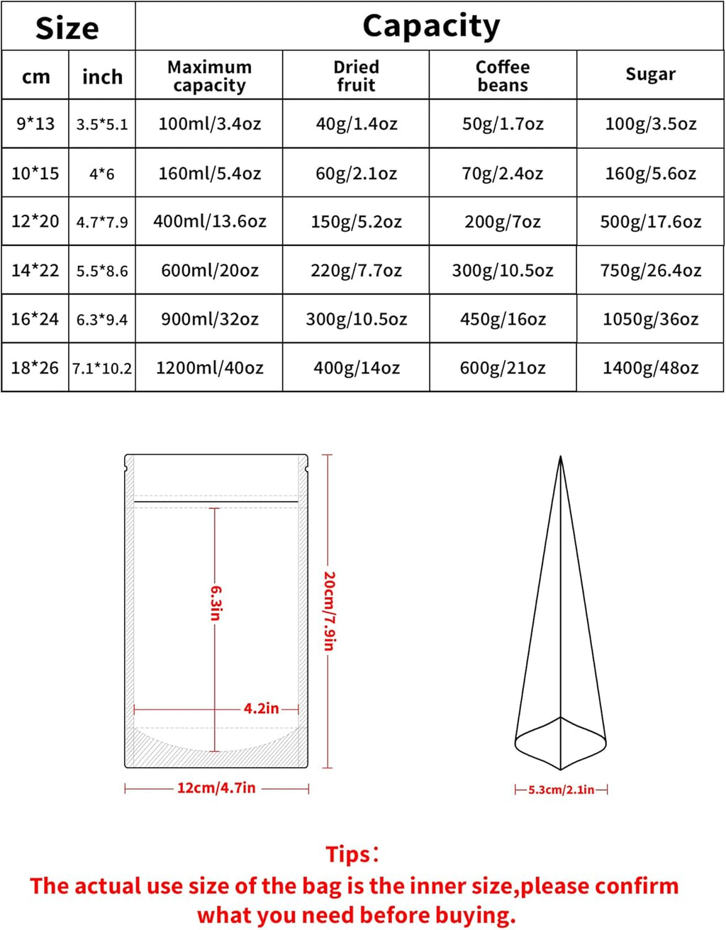 100 Pack Resealable Stand Up Bags,4.7" x 7.9" Smell Proof Pouch Sealable Foil Pouch Bags for Packaging (White)