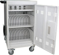 32 Device Mobile Charging Cart with Password Lock, Mobile Ipad Cart for iPads, Chromebooks and Laptop Computers, Locking Charging Station with Lock & Key for The Front Back Door, Surge Protection