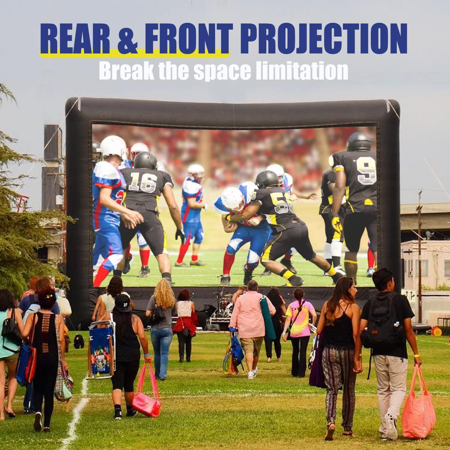CZGBRO Inflatable Projector Screen - 20FT Outdoor Movie Screen Blow Up for Movie Parties Backyard Outside with Air Blower and Carry Bag, Front and Rear Projection