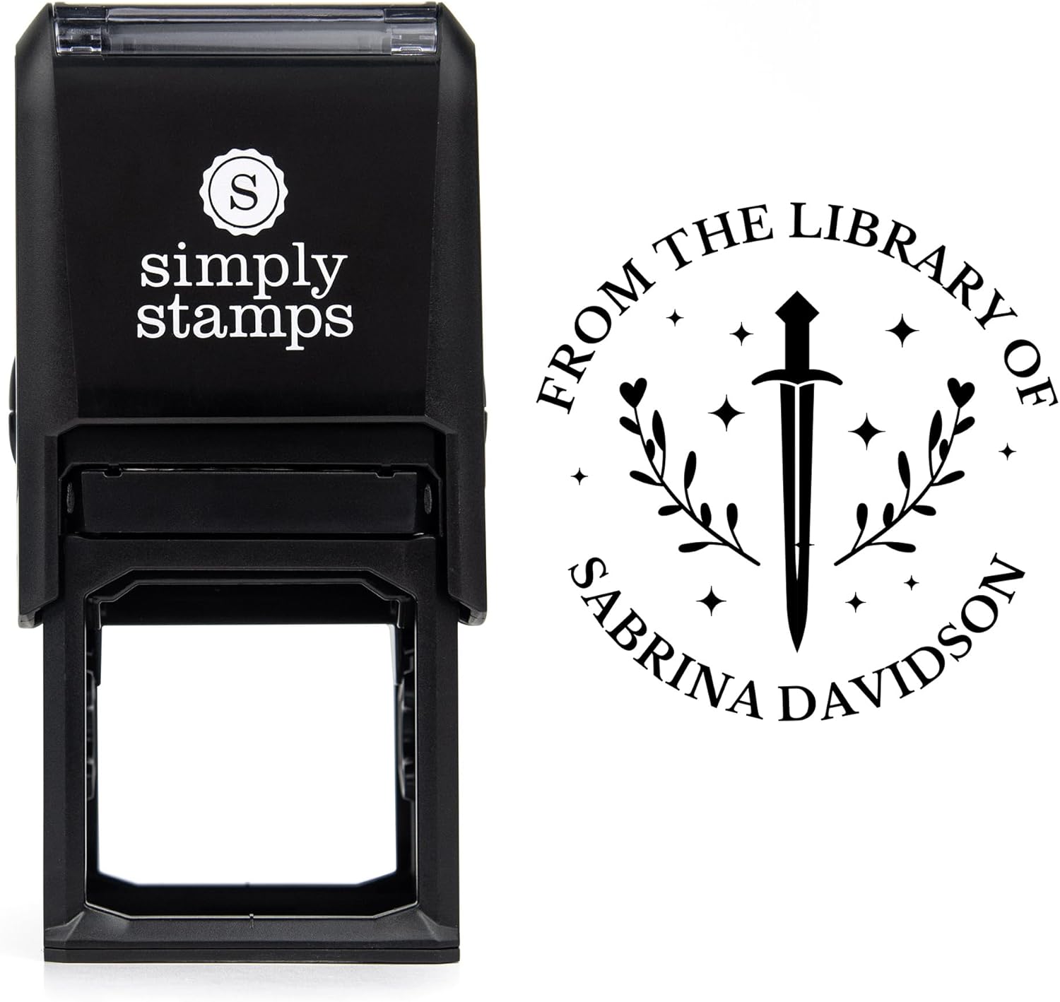 from The Library of Embossers & Stamps for Fantasy Book Readers | Custom Embosser | Custom Stamp | Ex Libris | Elevate Your Fantasy Collection of Stories and Novels (Design 19, Self-Inking Stamp)