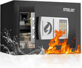 0.8 Cubic Fireproof Waterproof Safe, Security Digital Box with Removable Shelf, Cash Box for Home, Fireproof Safe for Documents, Jewelry, Gun, Valuables, Safety Box, Black