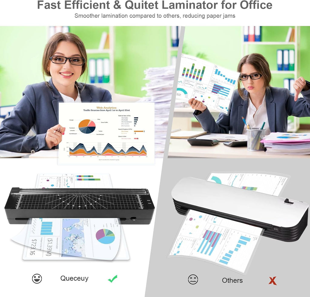 Laminator Machine 9-inch Includes 10pcs ，Laminating Sheets with Corner Rounder，Quick Warm-up， Ideal for Teachers Home Office Portable Lamination Machine