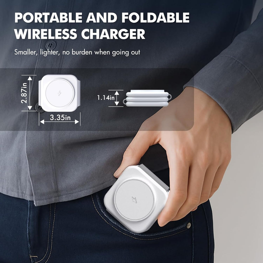 Charging Station for Apple Multiple Devices: 3 in 1 Travel 25W Faster Foldable Magnetic Wireless Charger - Charging Pad for iPhone 16e 16 15 14 13 12 Pro Max Plus Watch & Airpods - Desk Gifts, White
