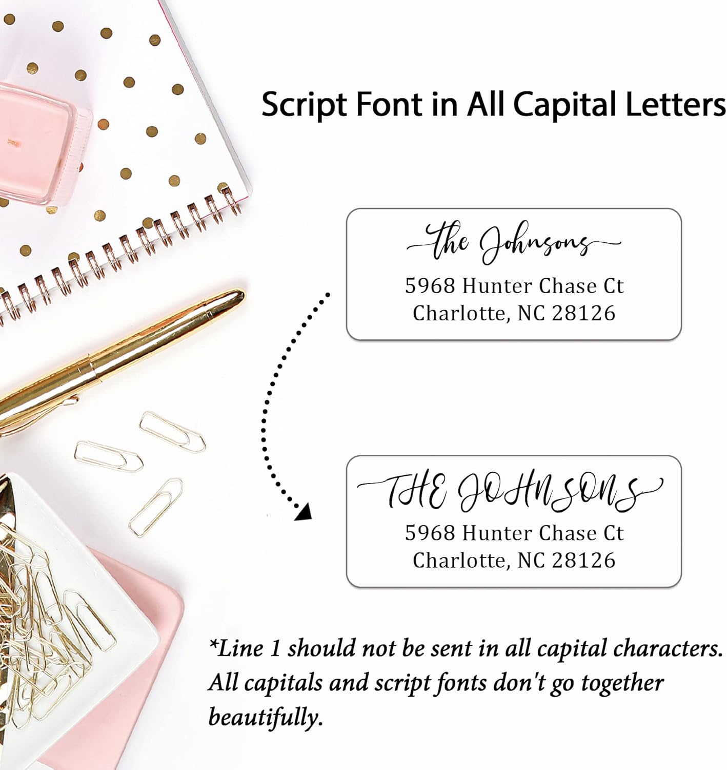 Personalized Return Address Labels Simple - Set of 240 Elegant Custom Mailing Labels for Envelopes, Self Adhesive Flat Sheet Rectangle Personalized Name Stickers (White)