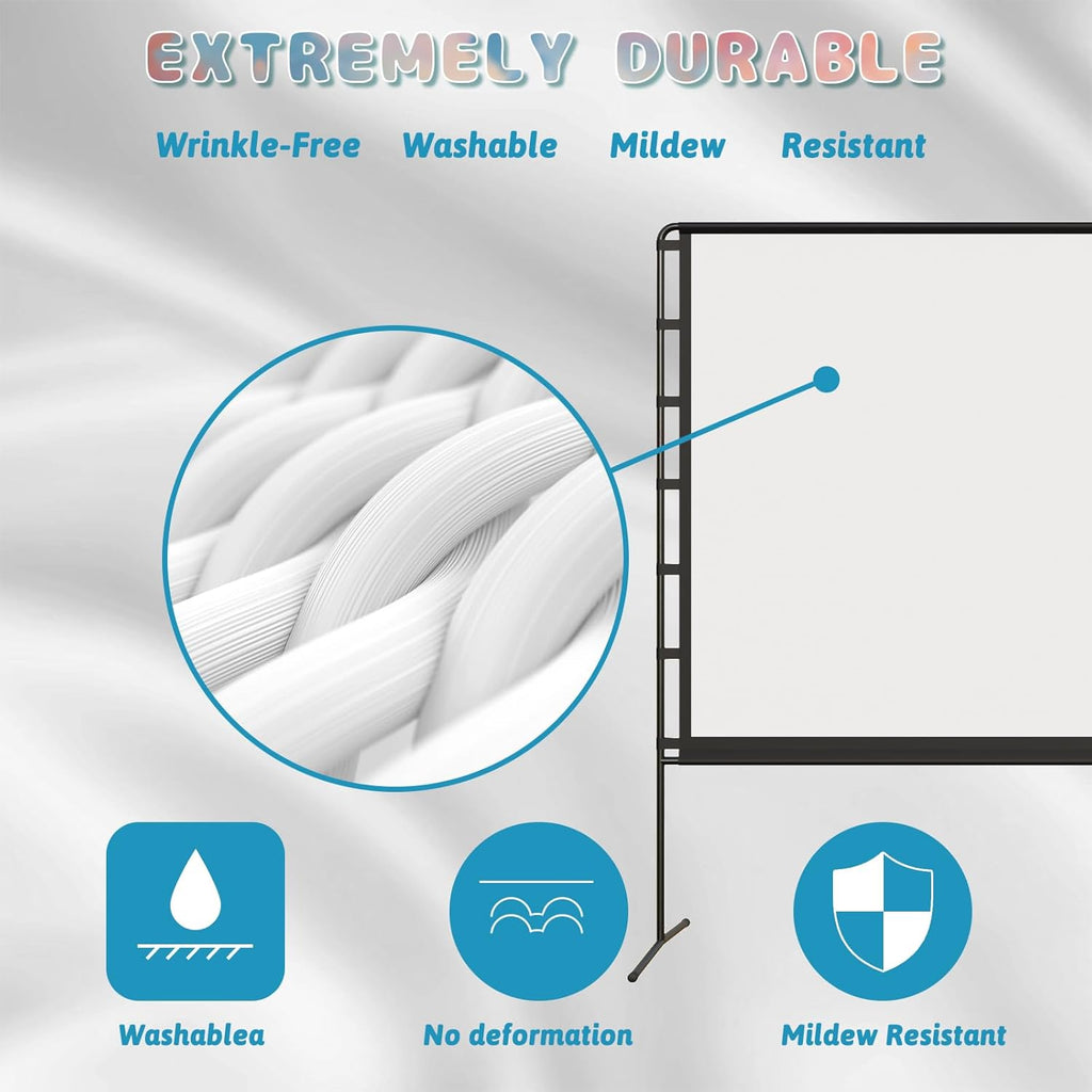 Projector Screen with Stand, 180 inch Foldable Outdoor Projector Screen 16:9 HD 4K Portable Projector Screen 1.1 Gain Outdoor Movie Screen with Carry Bag for Home Theater or Office
