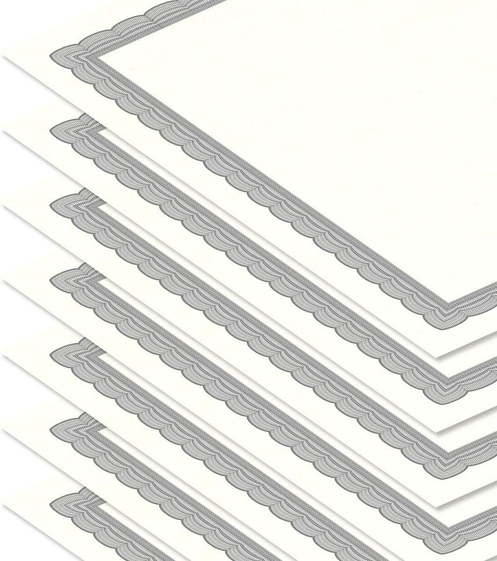 Executive Gray & White Parchment Certificate Papers - Pack of 100, Laser & Inkjet Printer Compatible, For Office, Business Awards, Graduation, School Diplomas, 8-1/2" x 11" on 60 lb. Text Stock