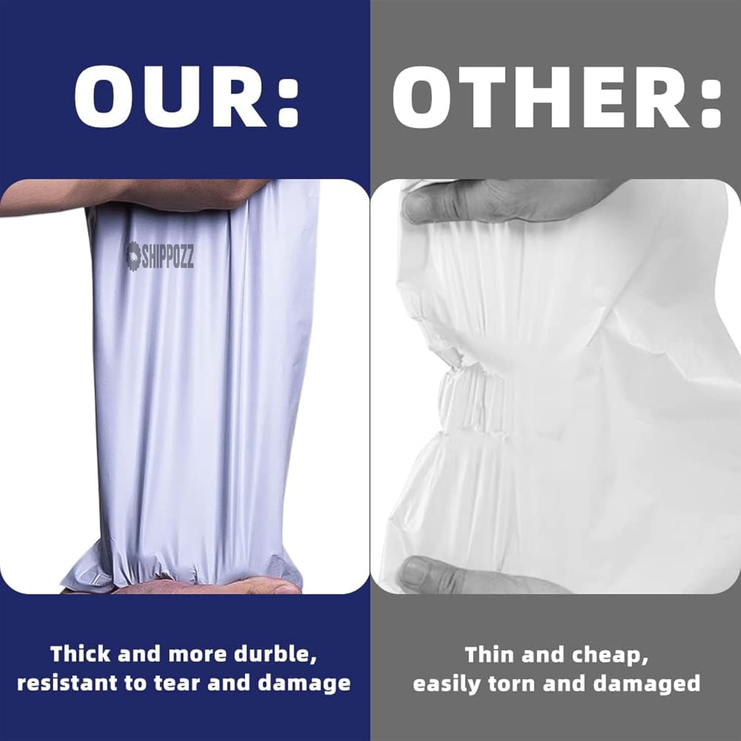 10 x 13 500pcs Shippozz Poly Mailers – Durable Shipping Envelopes with Strong Adhesive Seal, Waterproof and Tear-Resistant Design – Ideal for Clothing, Books, and Accessories