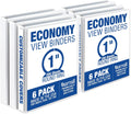 Samsill 1 Inch 3 Ring Binders, Made in USA, Economy Round Ring, Clear View Cover, 200 Sheet Capacity - for School, Home, Office - White, 6 Pack