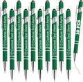 Personalized Pens Bulk 10 with Name Custom Engraving Ballpoint Pens with Stylus Tip Customized Smooth Writing Pens Personalized Gifts for Anniversary Birthday or Graduation(Dark Green,Black Ink)