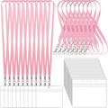 100 Pack Lanyards for ID Badges with Clear Name Tags, Reusable Lanyards Horizontal ID Card Badge Holders Plastic Name Badges for Men Women Kids Business School and Office Supplies (Pink)