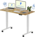 FLEXISPOT E6 MAX Rubber Wood Dual Motor 3 Stages Standing Desk 48x24 Inch Whole-Piece Board Electric Height Adjustable Stand Up Desk 150KG Load Capacity(White Frame + Rubber Wood Desktop)