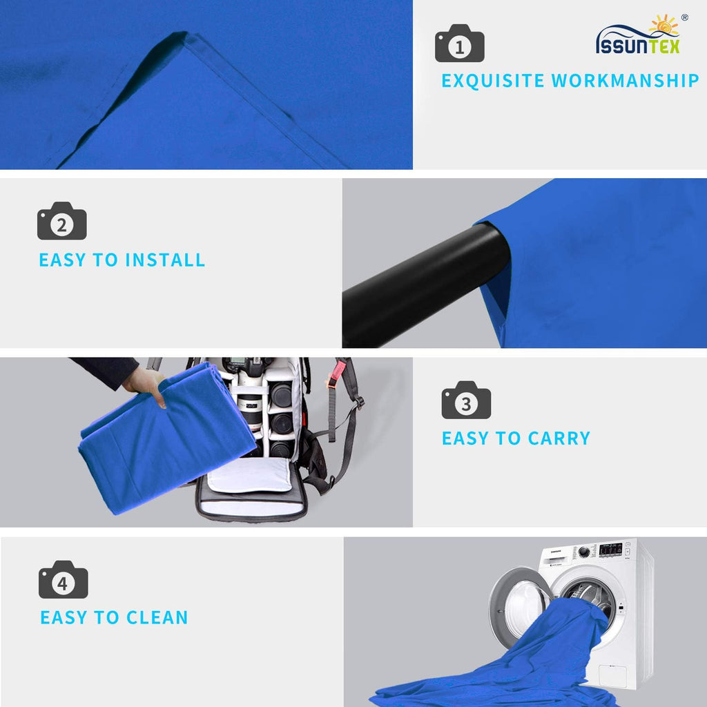 ISSUNTEX 10X20 ft Background Muslin Backdrop, Photo Studio, Collapsible High Density Screen for Video Photography and Television-Blue