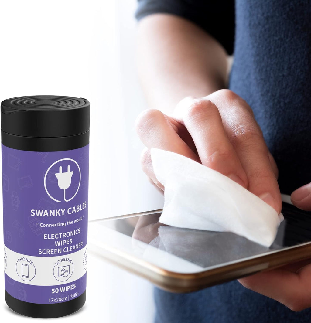 Screen Cleaner Wipes: Electronic Wipes for Screens - Computer Screen Wipes for Lens, Phone, Tv Screen and Monitor Cleaning - Tech Wipes & Microfiber Cloth (Canister, 100 Count)