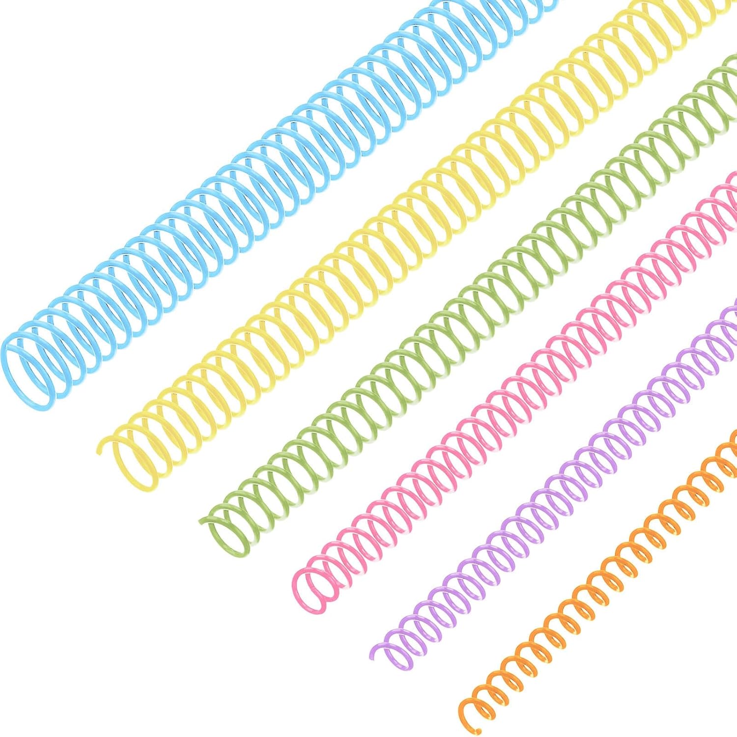 Leinuosen 120 Pack Plastic Spiral Binding Coils Kit Spirals Multi Size Coils for Binding Binder Combs Spines(1/4 5/16 3/8 1/2 5/8 3/4 Inch,Colorful)