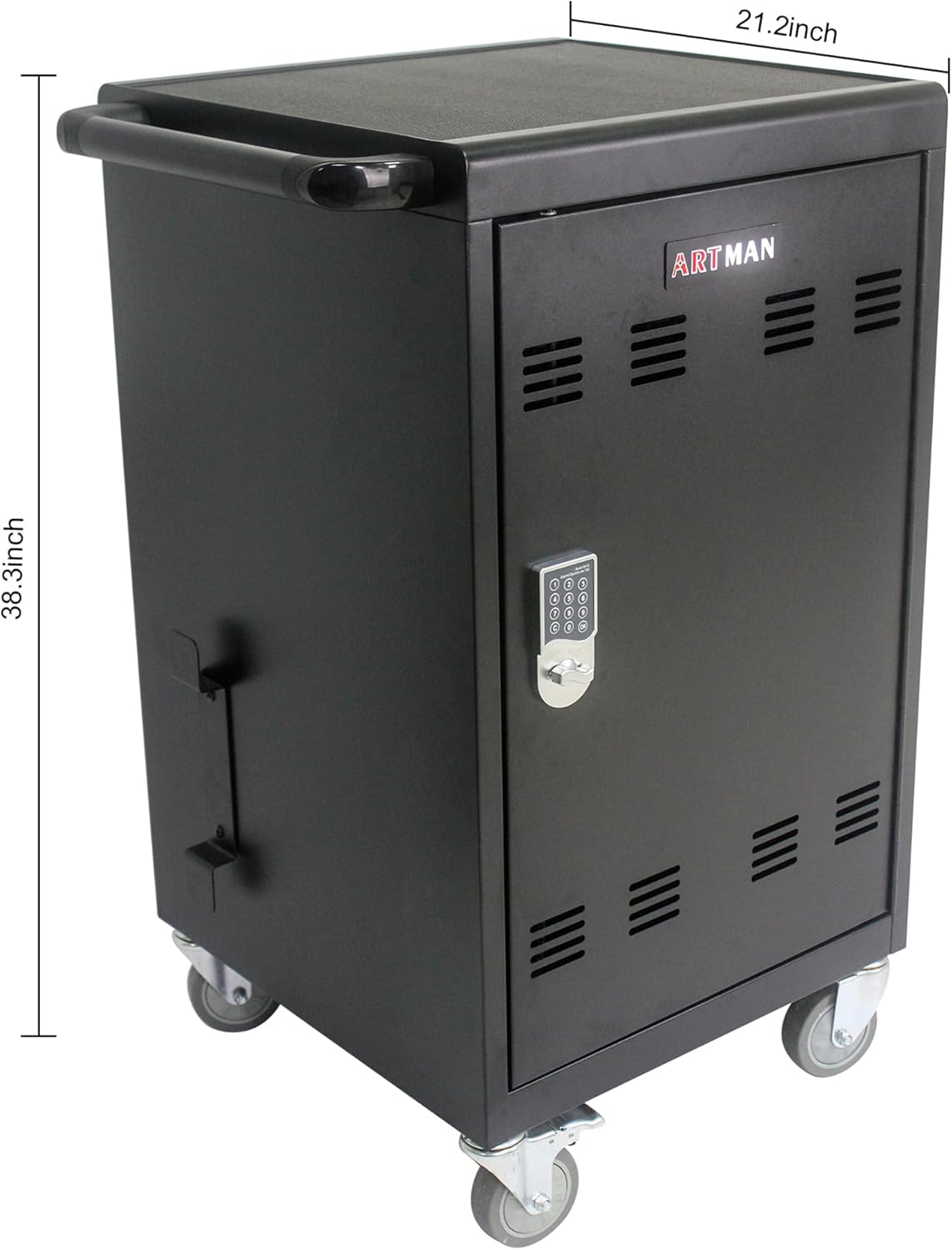 30 Devices Mobile Charging Cart and Cabinet, Laptop Charging Storage Cart, Combination Locks for Front Doors, Easy Cables Manage, Up to 16.3" Screen for Tablets Laptops, Laptop and Chromebook,Black