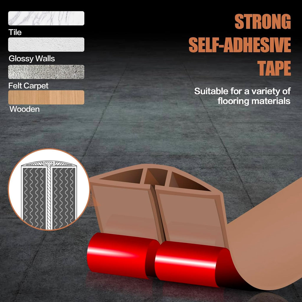 Floor Cord Cover Self Adhesive Cord Hider,3.3FT Cable Management, Extension Strip Protector for Wires, Prevent Cable Trips for Offices, Gyms, Exhibitions Cavity:0.51"(W) x 0.3"(H) Brown