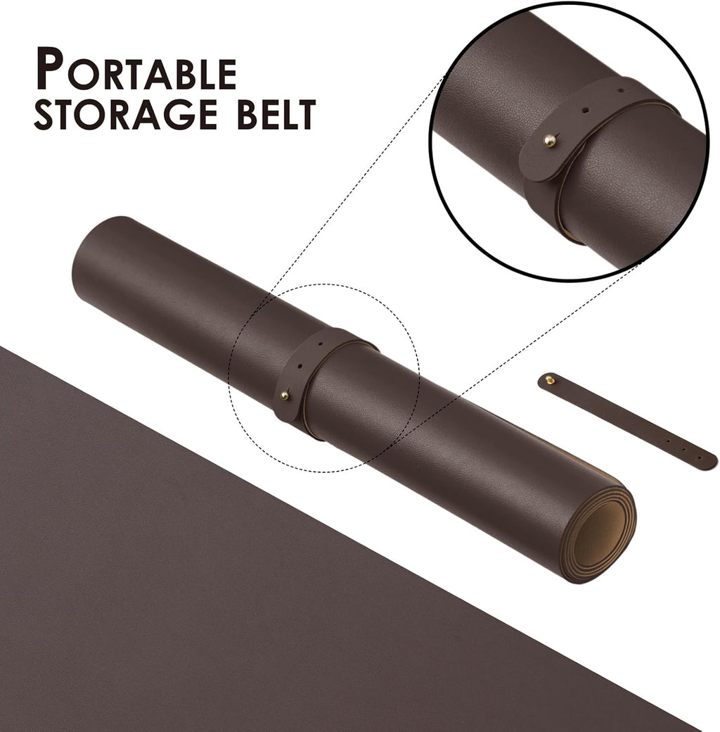 Leather Desk Mat - Non-Slip PU Desk Pad for Office and Home - Desk Organization and Accessories - Ideal for Large Mouse Pad and Desk Mats on Top of Desks (Coffee,31.5"x 15.7")