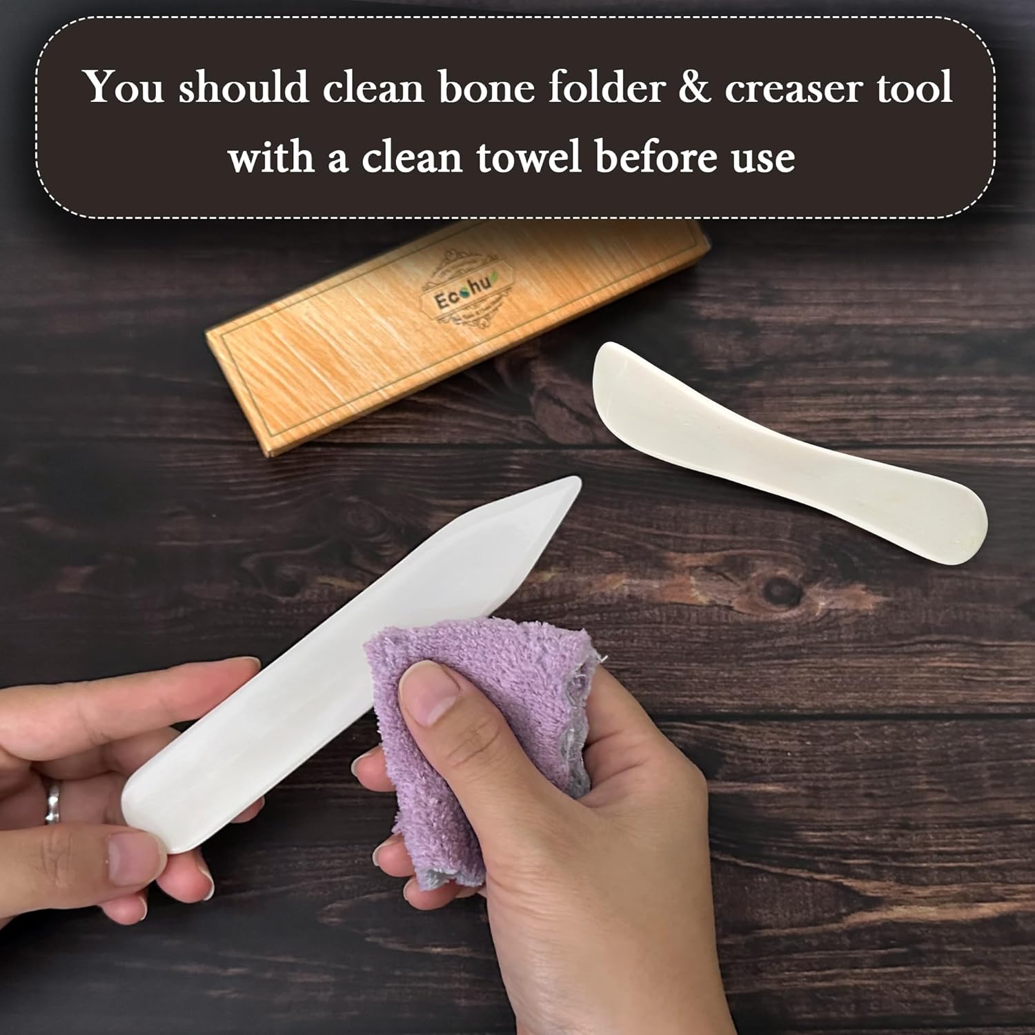 Ecohu Bone Folder & Creaser Tool - 2PCS - Scoring, Folding for Origami, Paper Crafts, Bookbinding, Leather Crafts and Card Making & Folding Paper