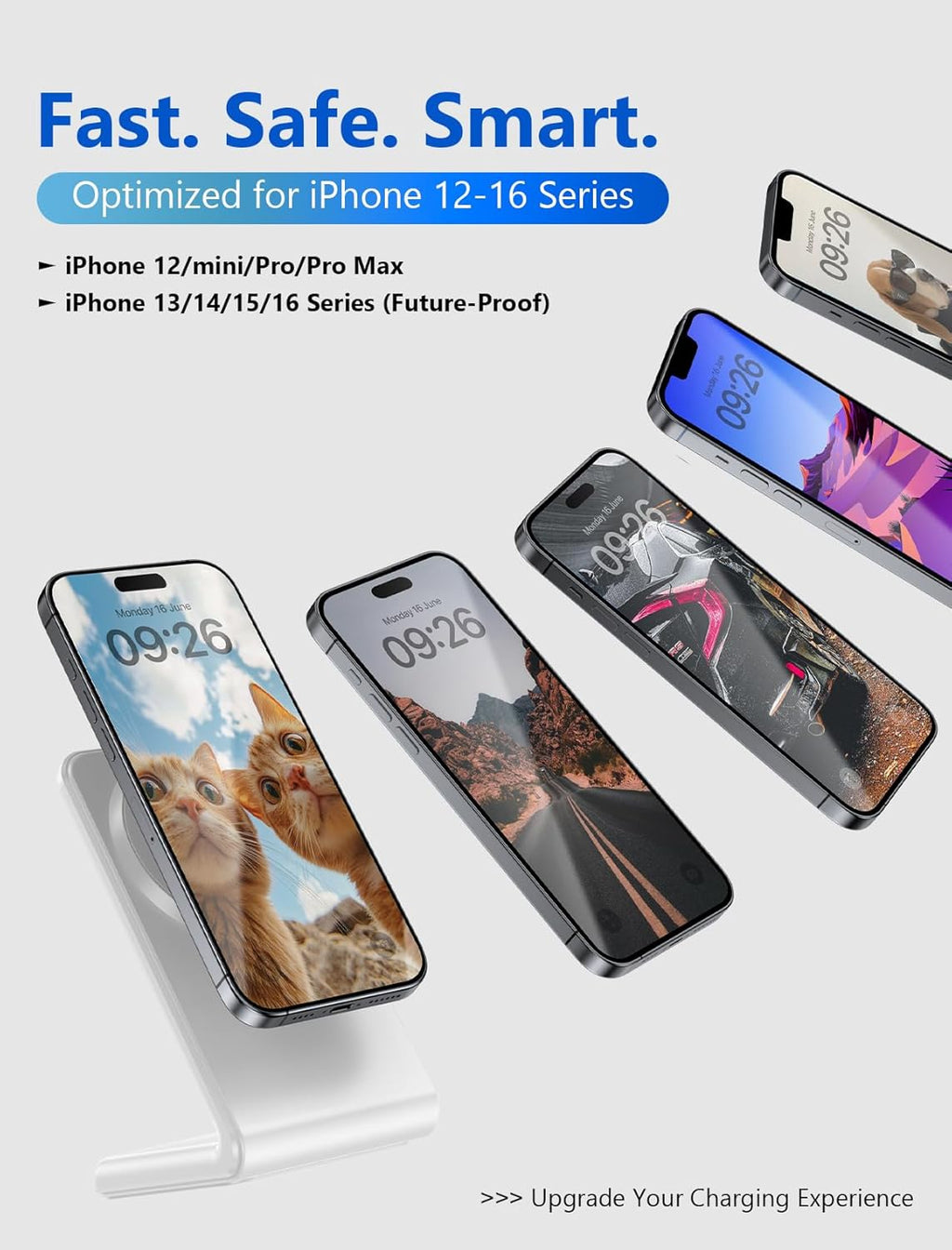 Mag.Safe Charger - iPhone Charger Stand, Magnetic Fast Wireless Charger for iPhone 17/16/15/14/13/12 Series - White
