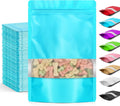 Funfery 100 Pcs Smell Proof Sealable Packaging Bags,Mylar Clear Bags for Food Storage,Stand Up Pouches with Window,ReSealable Bag for Small Business,Cookies,Candy(Blue,4.7x7.9in)