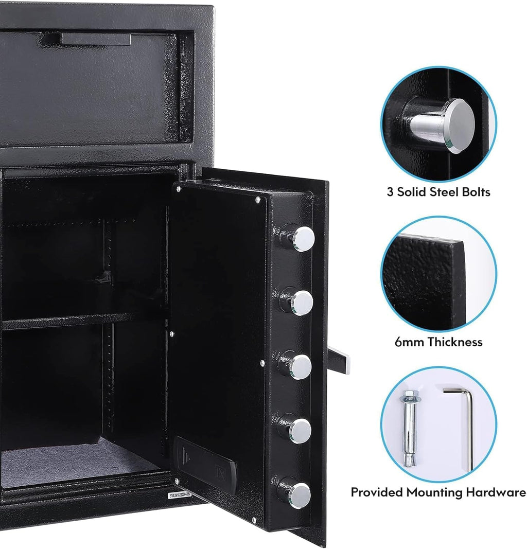 2.5 Cu.Ft Heavy Duty Drop Safe for Business with Digital Keypad, Money Depository Box with Drop Slot, 20"x15.7"x13.8", Office Security Chest for Cash and Mail