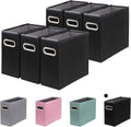 6 Packs Letter Size File Organizer, File Folders Organizer, Fabric Storage Box, Collapsible Paper Organizer with Metal Handle, Smooth PVC Rails, Only Box (Black)