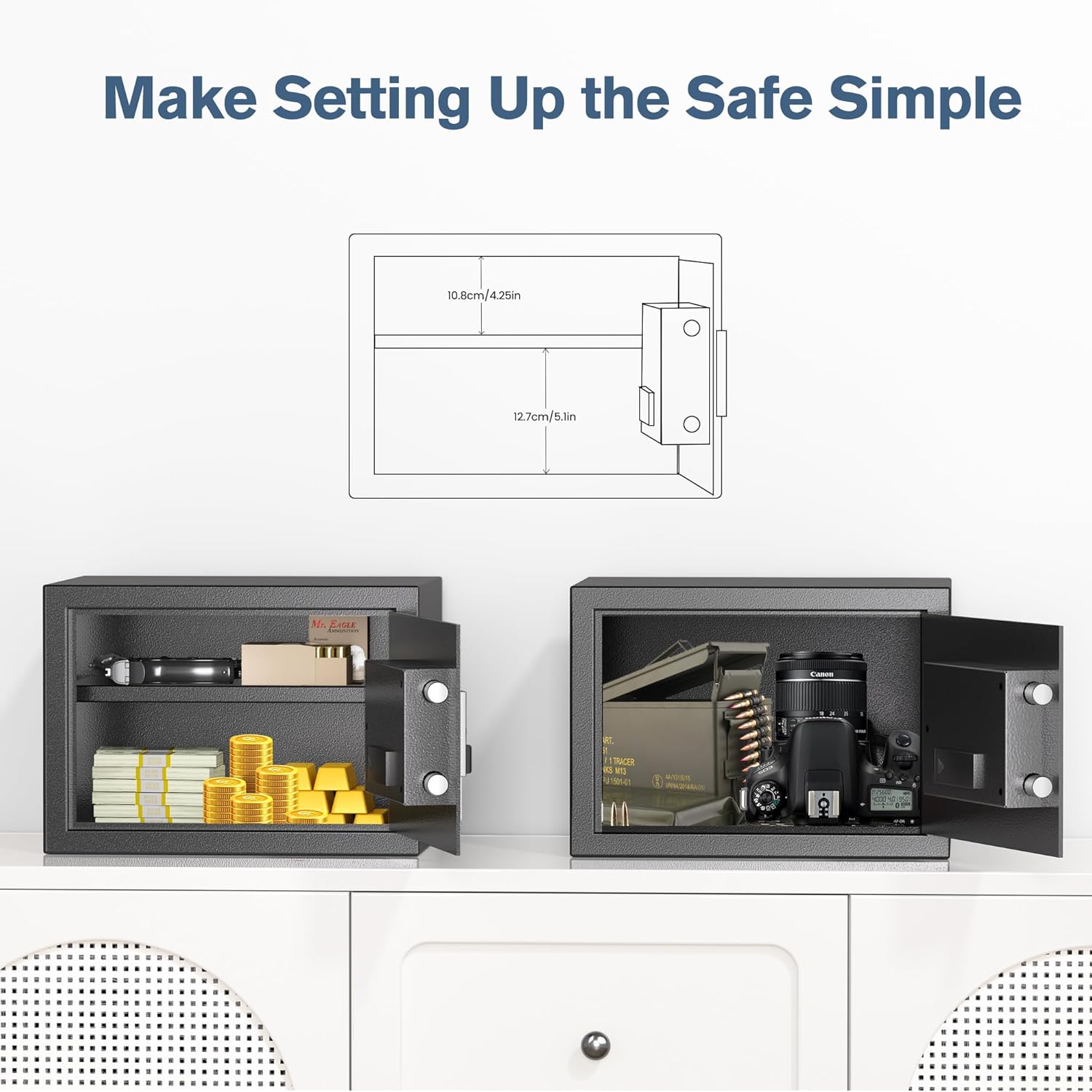 Safe for Home, 0.6 Cubic Feet Safety Box, Lock Box for Money, Jewelry, Documents and Guns, Digital Security Safe for Office, Hotel and Personal Use, 13.8"W x 9.8"D x 9.8"H