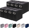 8 Packs Letter Size File Organizer, File Folders Organizer, Fabric Storage Box, Collapsible Paper Organizer with Metal Handle, Smooth PVC Rails, Only Box (Black)