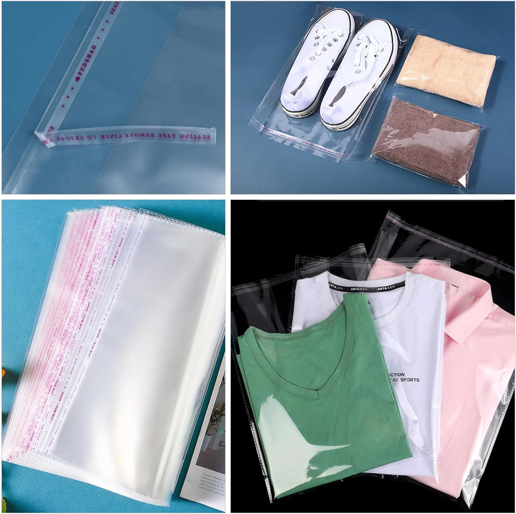 10" x 13" Large Clear Resealable Cellophane Bags 500 pcs Self-sealing Clear Plastic Cello Bags for Packaging Products Self-adhesive for Clothes, T-shirts, Pants and Gifts, 500 ct in Bulk
