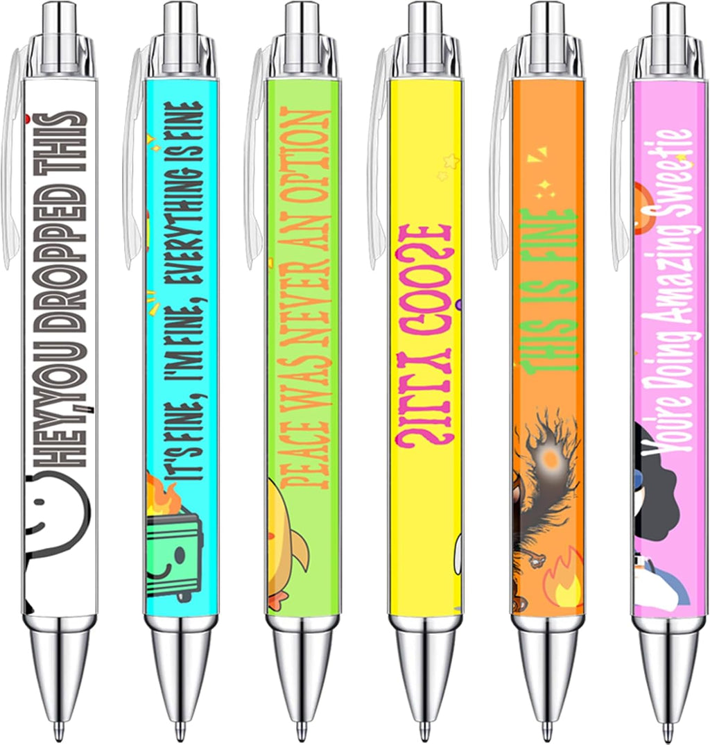 Idealmuzik 6pcs Funny Writing Pens with Sayings,Whimsical and Hilarious Designs,Unique Gift Idea for Nurses,Coworkers,Team,Teachers,Doctors,Party Favors