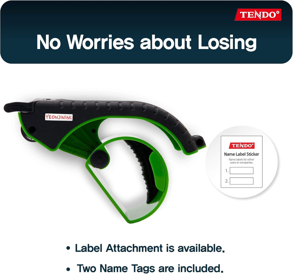 Heavy Duty Shipping Tape Dispenser: TENDO° Essential Line – Reusable, Replaceable, Eco-Friendly 2’’ Master Piece Dispenser with Patented 10° Sloped Chromium Blades - P-1200 (3th Gen.)_Green