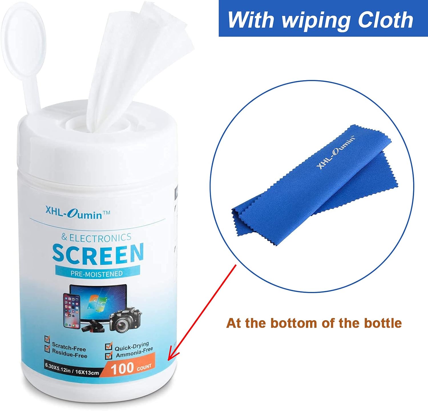 Monitor Wipes, Pre-Moistened Computer Screen Wipes for Electronics, Laptop Screen Wipes, Computer Monitor Cleaning Wipes for Glasses, Phones, Tablets, TV, LCD Screen