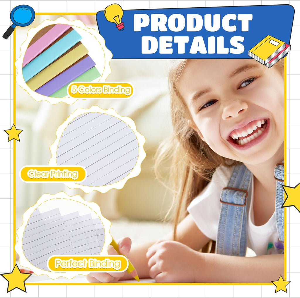 Henoyso 40 Pcs Primary Composition Notebook 9 3/4 x 7 1/2 Inch Kids Journal, Back to School Supplies, K-2 Primary Writing Notebook for Kids Student Draw and Write Story Journal (Macaron Color)