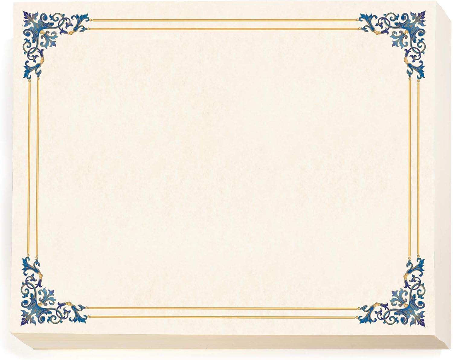 PaperDirect Renaissance Certificate Paper, Blue & Gold Border, 8.5 x 11, 100 Count
