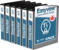 Easyview Premium 3-Ring Binders with Clear-View Covers and Round Rings, Binders for School or Office, 1.5 Inch, Pack of 6, Red