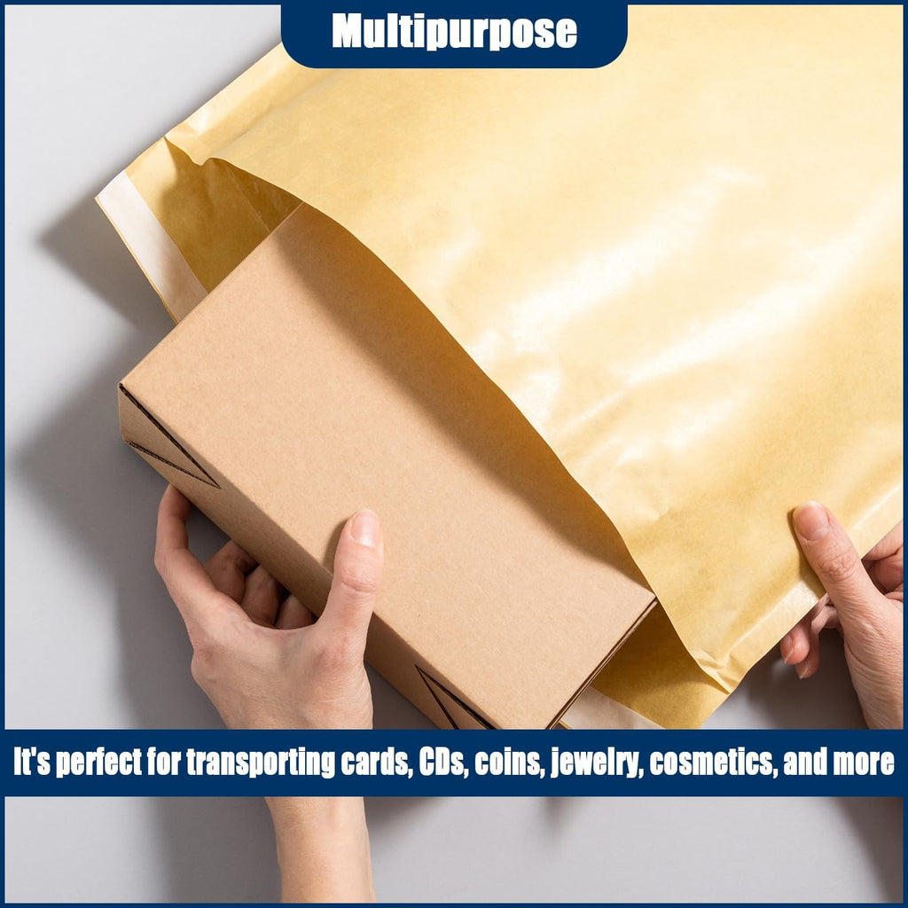 10.5in x 15in Kraft bubble mailer, ziplock mailer, yellow padded envelope, corporate waterproof padded bubble mailer for shipping, mailing, packaging (25PCS)