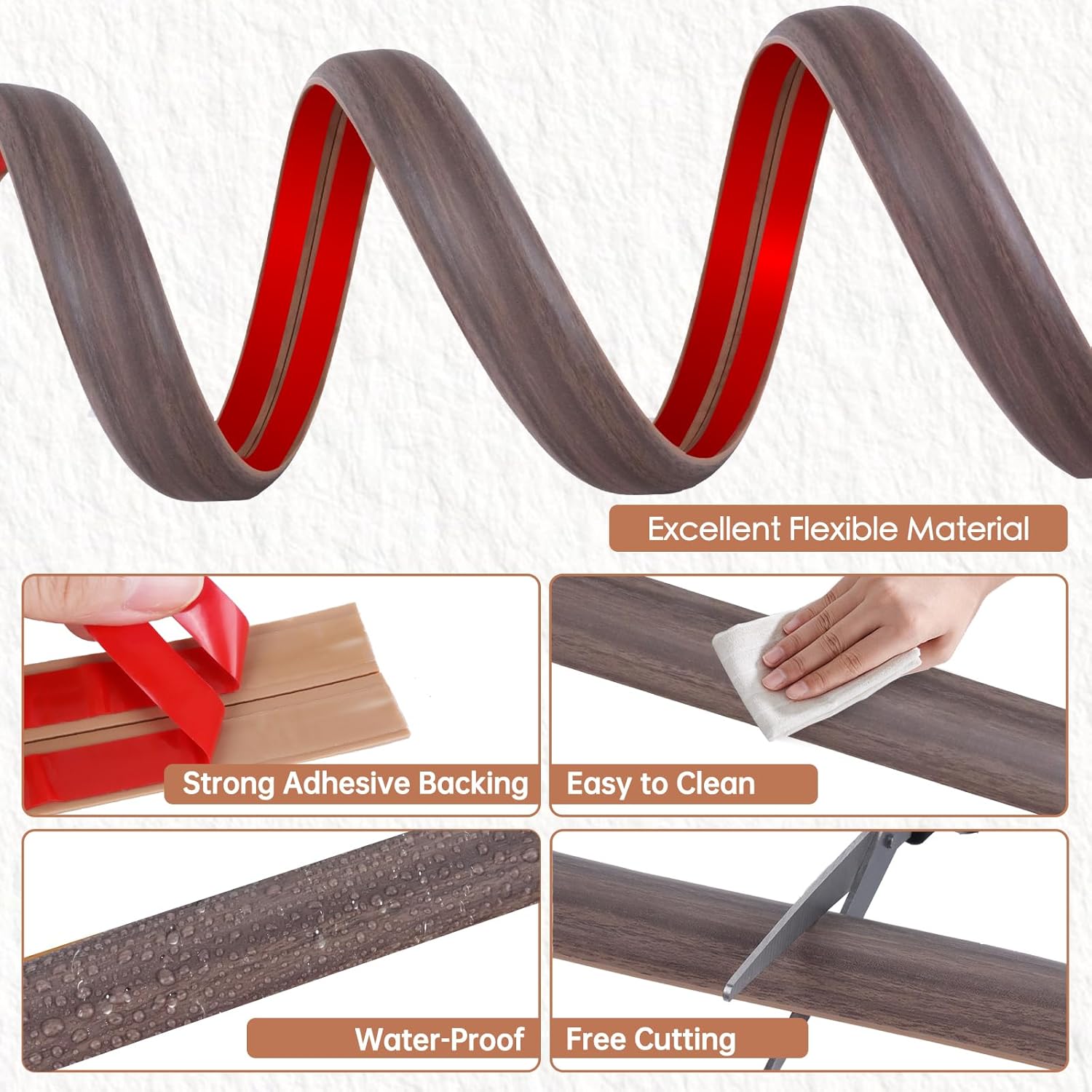 Floor Cord Cover for Wires on Floor Self Adhesive Cord Hider Floor Cable Management Wire Covers for Cords Protector Prevent Cable Trips Cord Cavity W 0.51" x H 0.31", Grayish Brown Wood, 10Ft