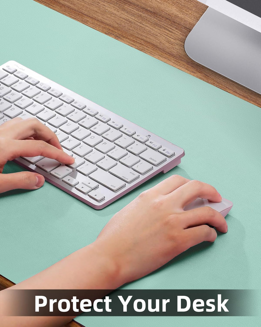 Leather Desk Pad Protector, Large Desk Mat, Mouse Pad, Non-Slip PU Leather Desk Blotter,Desk Cover mat,Desk mat for Keyboard and Mouse,Mat for Office&Home (Turquiose, 48" x 17")