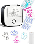 Memoking Mini Printer - Sticker Printer T02 Thermal Sticker Maker Machine Mini Portable Pocket Machine Inkless Label Maker for Anatomy Flashcard, Journal, Note, Receipt, Kids, Black