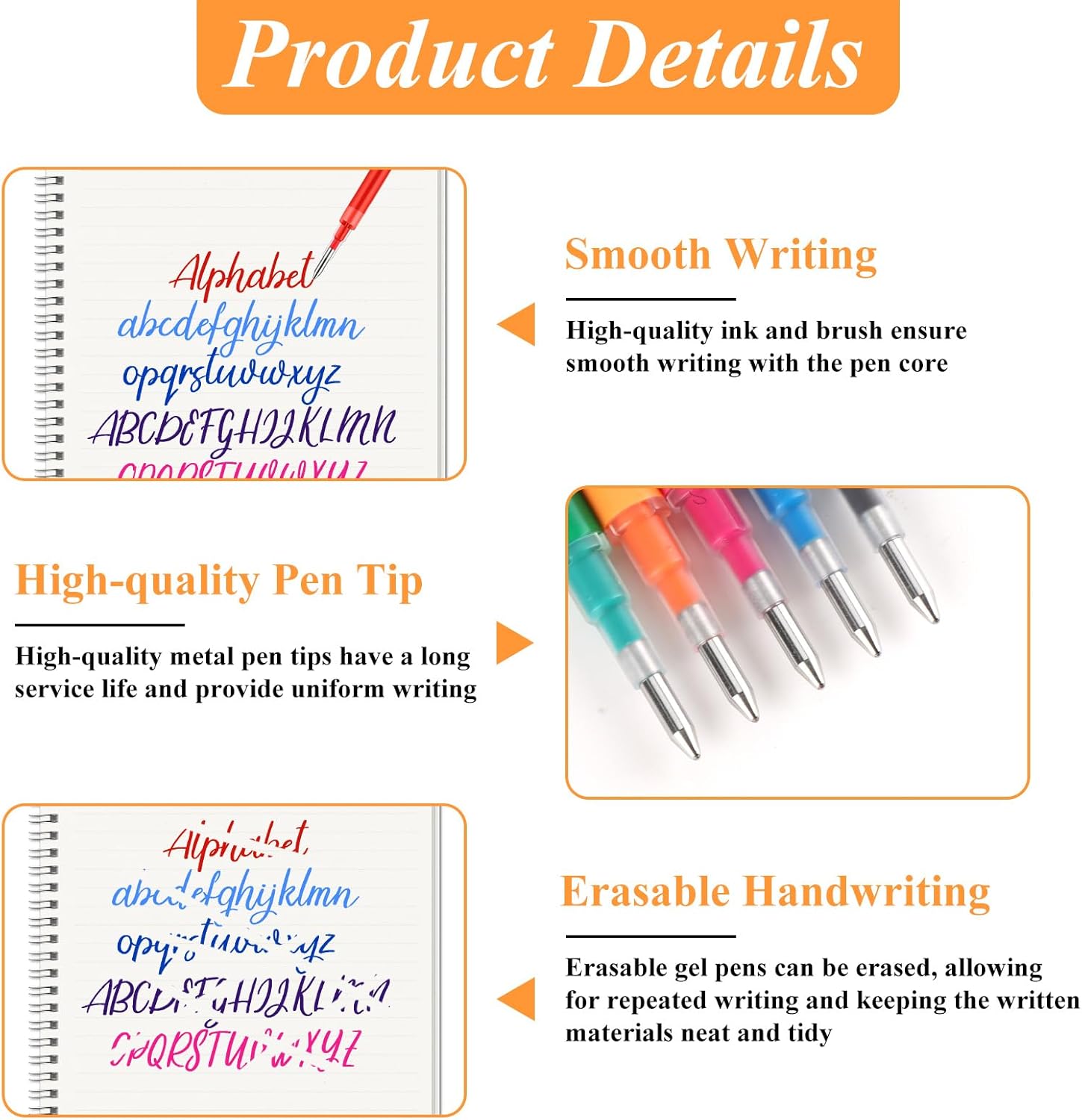 0.7 mm Erasable Gel Ink Pen Refills Compatible with Frixion Friction, Smooth Writing Multicolor Retractable Fine Point Pen Refill for School Office Home Art (8 Colors, 40)