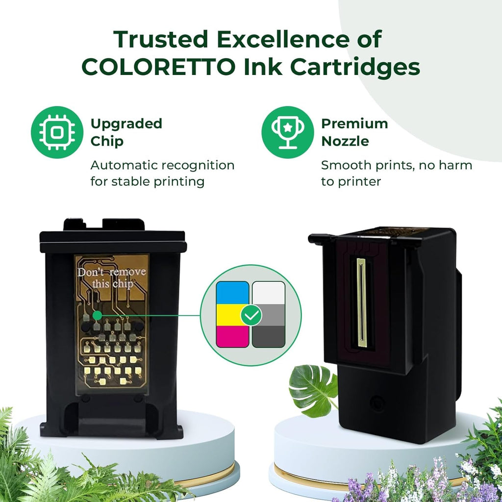 COLORETTO Remanufactured Printer Ink Cartridge Replacement for HP 63XL to use with Envy 4520 4516 Officejet 5255 5258 DeskJet 1112 3632 3639 1112 2130 3632 3633 3634 (1 Black+1 Color) Combo Pack