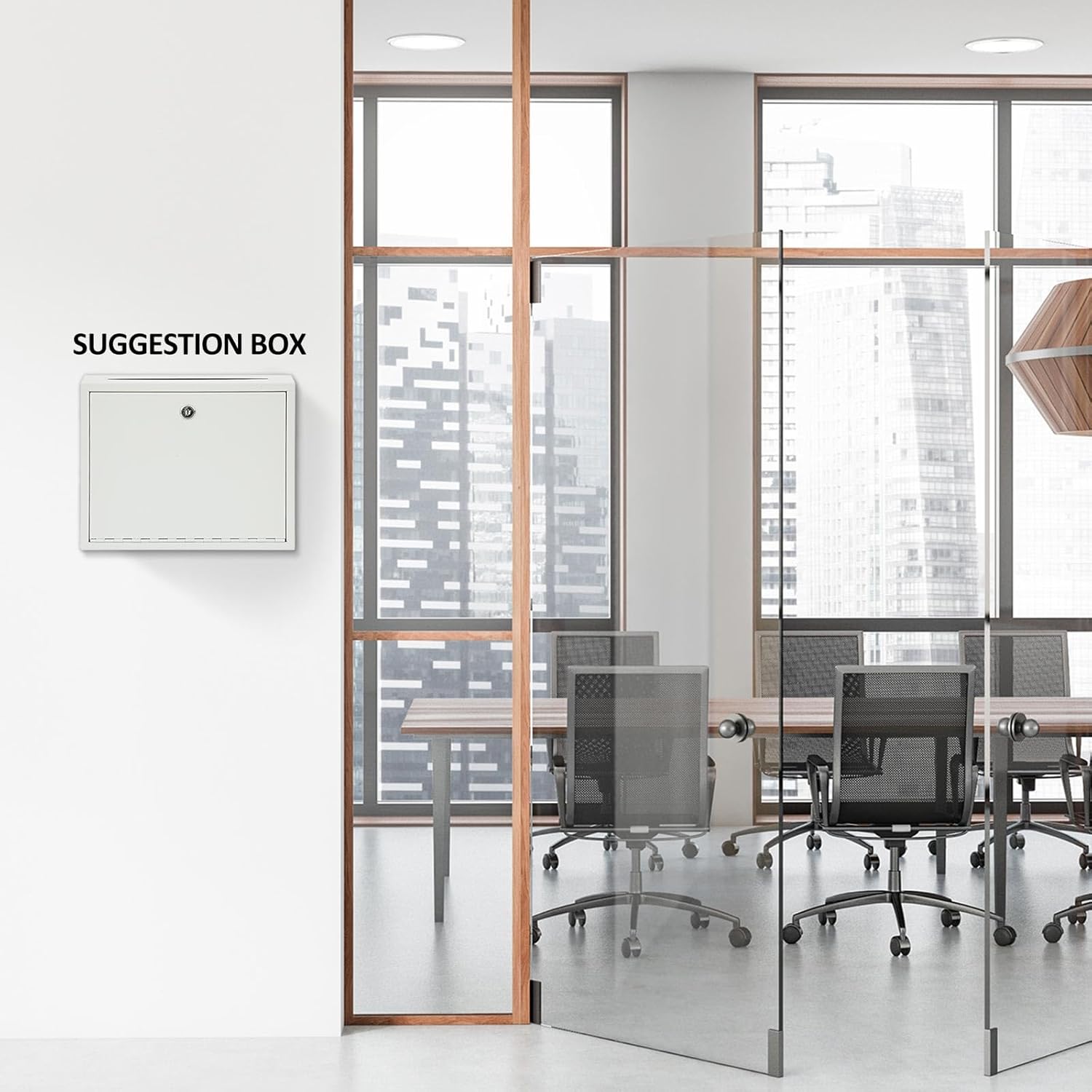 Metal Donation Box Suggestion Box with Slot and Lock-Cash for Money-Waterproof Drop Comment and Ballot Voting for Easy Wall mounting(White,12 x 10 x 3 Inches