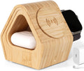 Bamboo Wireless Charging Station for Apple: 3-in-1 Charger Stand with Cabin Style for iPhone 16 15 14 13 12 Series, Apple Watch 10-2, Ultra, and AirPods 4-2, Pro, MagSafe Wireless Charger(20W Adapter)