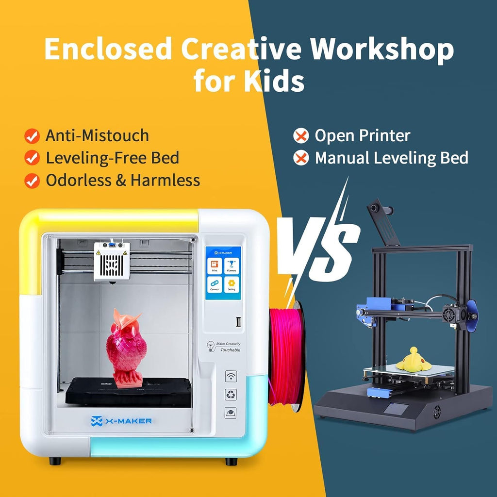 X-Maker 3D Printer for Kids and Beginners, Fully Assembled High-Speed 3D Printer with Auto Leveling Bed, Wi-Fi Printing, High Precision Small 3D Printer with App, PLA Filament Supported
